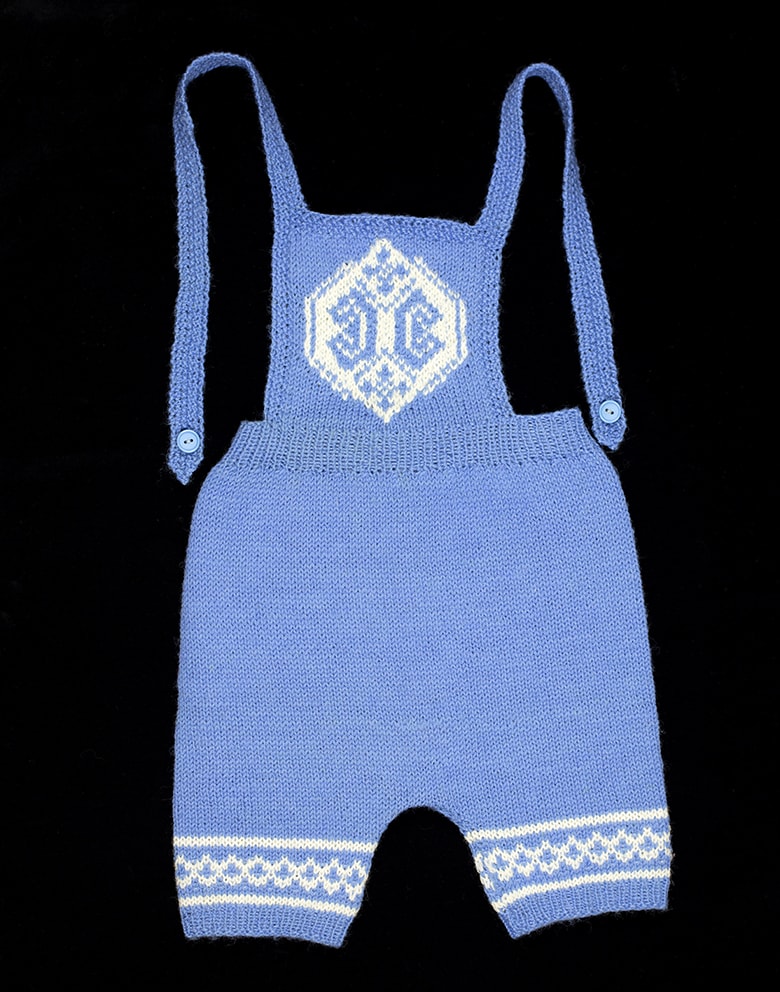 Child's dungarees hand knitwear design by Alice Starmore