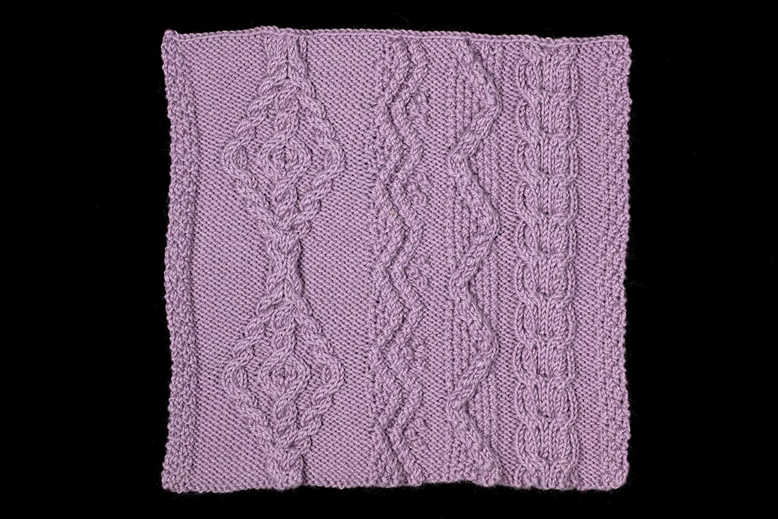 Texture hand knitwear swatch by Alice Starmore from the book Aran Knitting