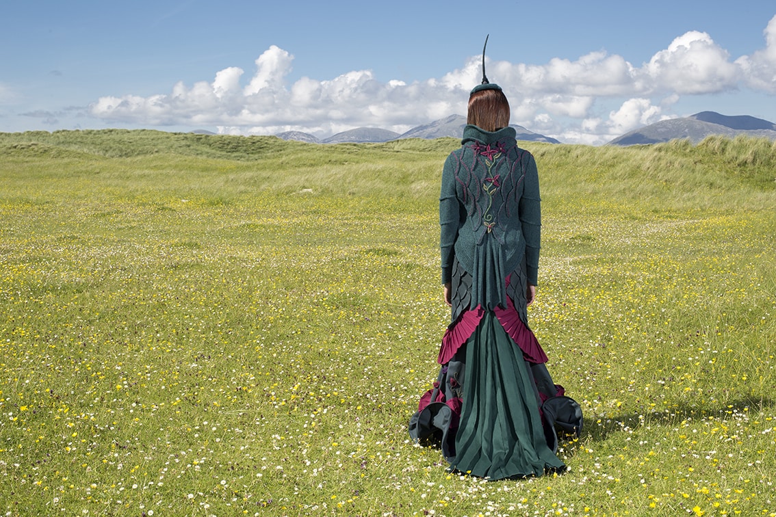 The Lapwing costume, textile art by Alice Starmore from the book Glamourie