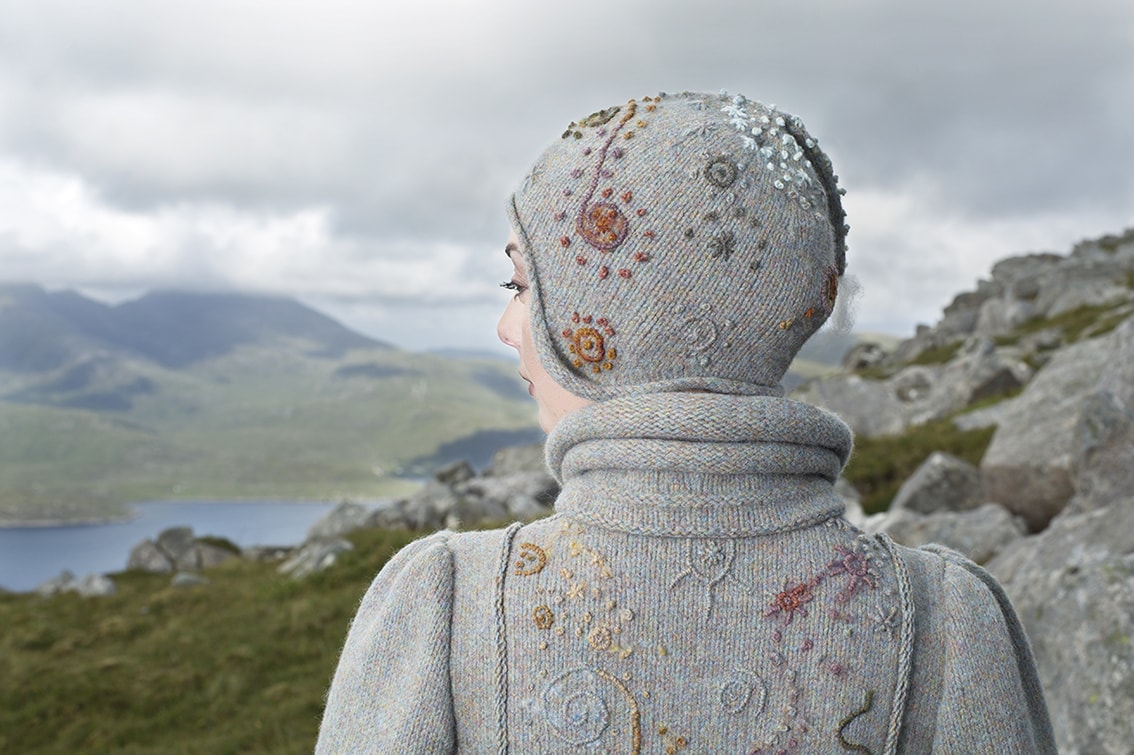 The Mountain Hare costume, textile art by Alice Starmore from the book Glamourie