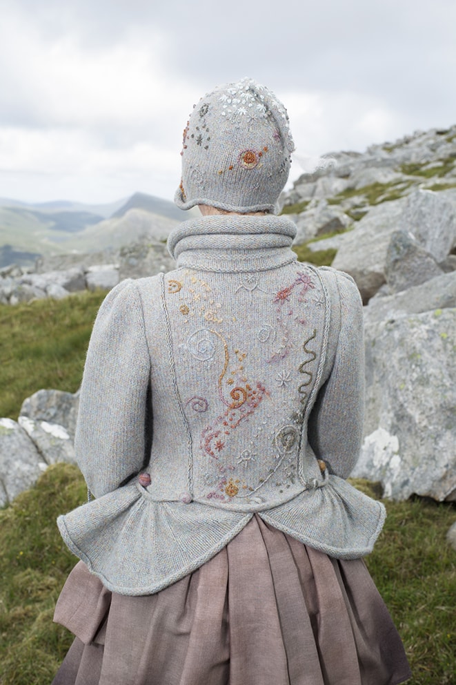 The Mountain Hare costume, textile art by Alice Starmore from the book Glamourie