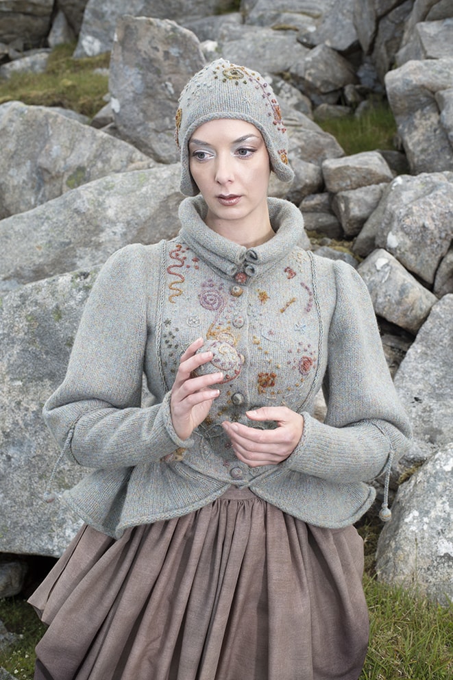 The Mountain Hare costume, textile art by Alice Starmore from the book Glamourie
