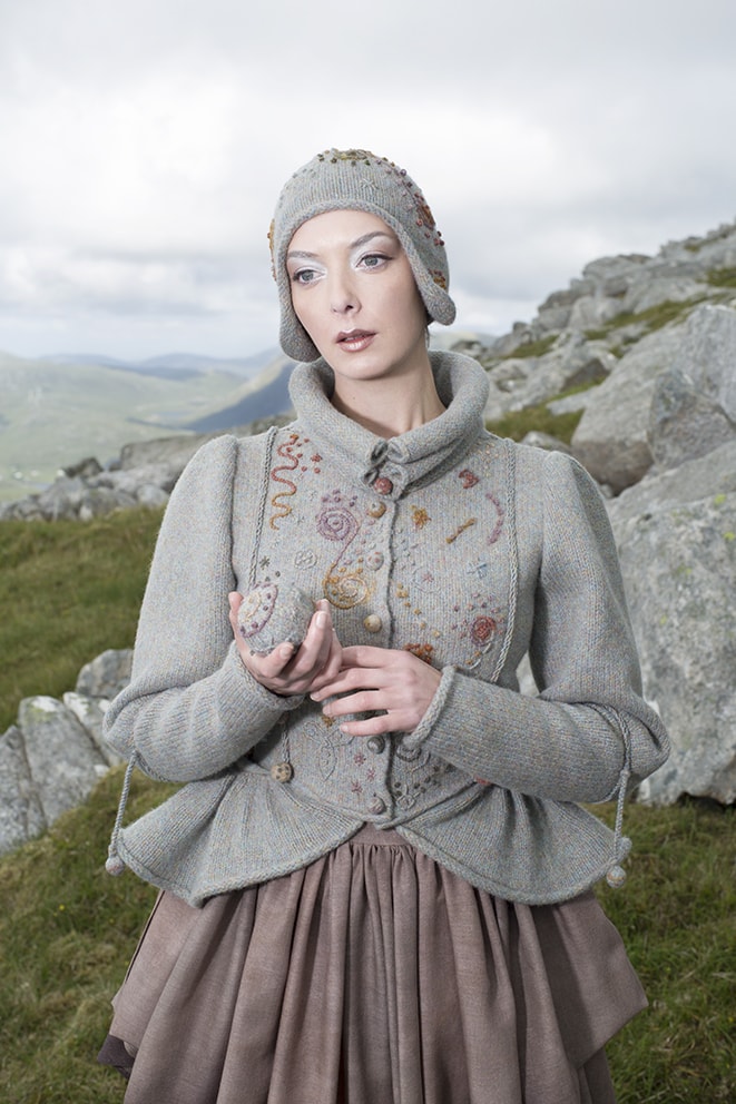 The Mountain Hare costume, textile art by Alice Starmore from the book Glamourie