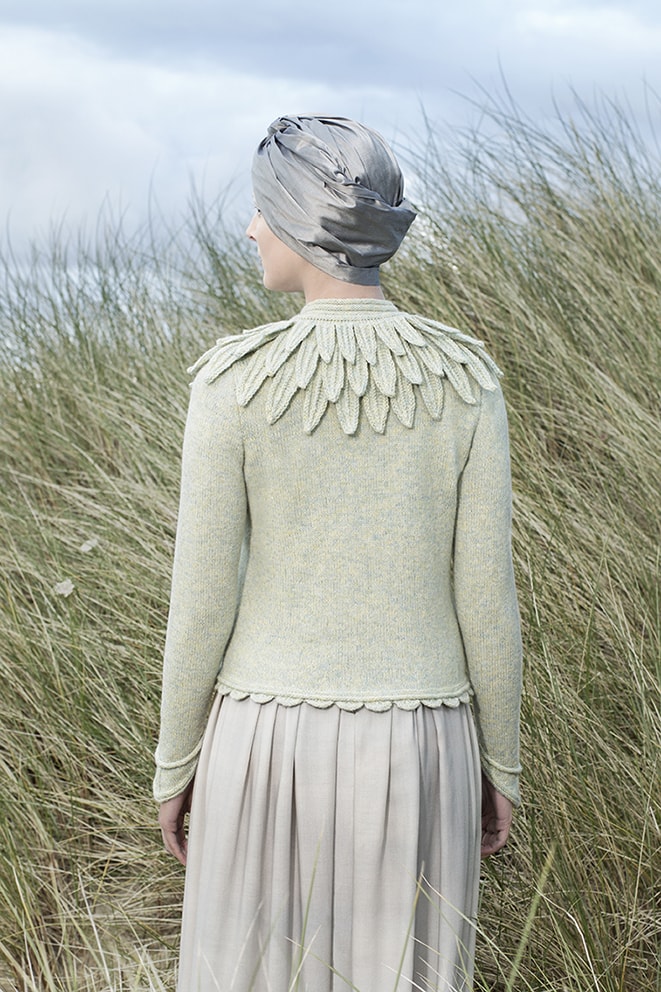 The Raven Cardigan hand knitwear design by Alice Starmore from the book Glamourie