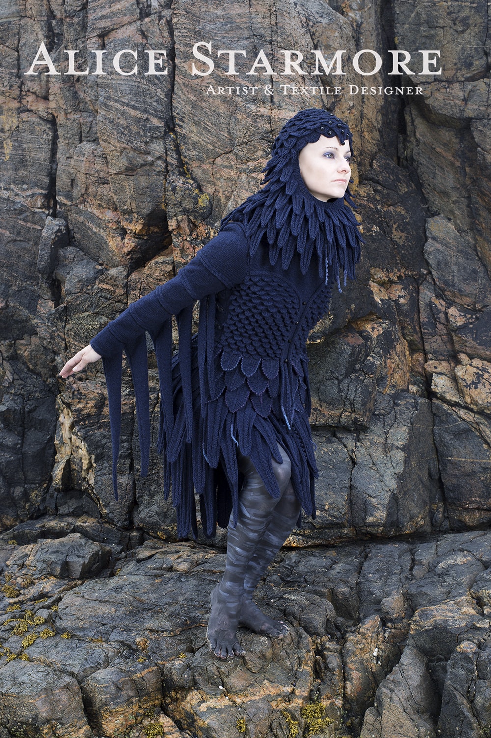 Raven costume textile art by Alice Starmore from the book Glamourie