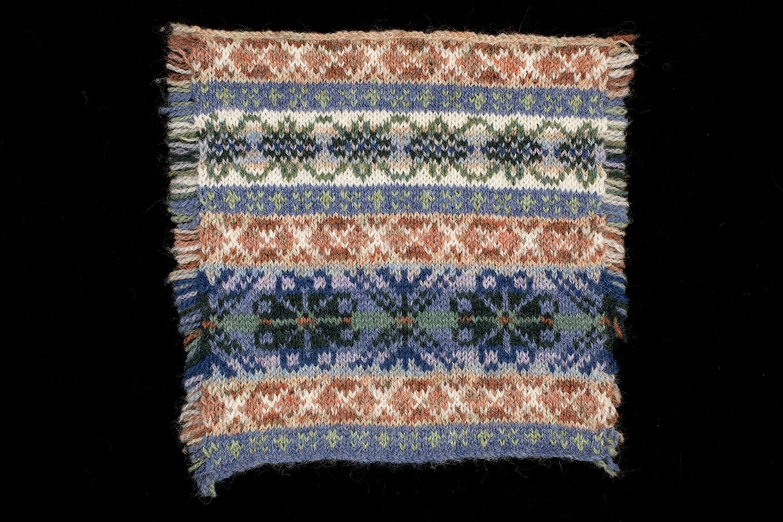 Hand Knitwear design swatch by Alice Starmore for the book Fair Isle Knitting