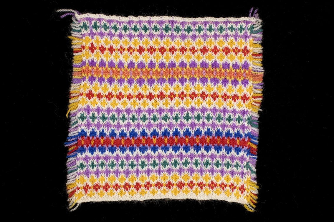 Hand Knitwear design swatch by Alice Starmore for the book Fair Isle Knitting